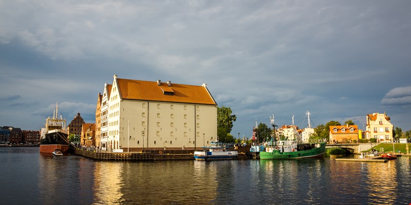 National museum in historic granaries on the Olowianka island in Gdansk, Poland