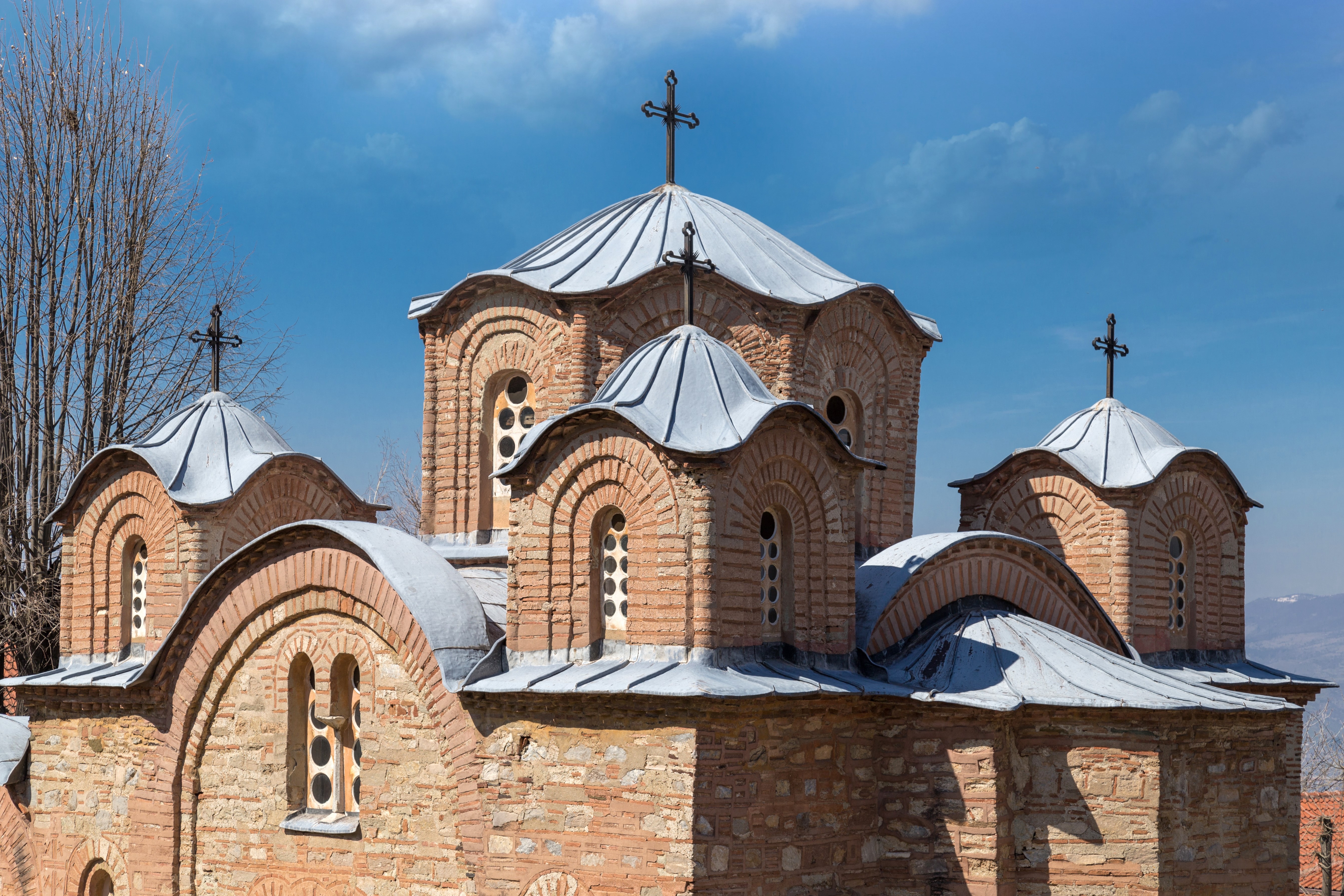 Domes of old orthodox monastery